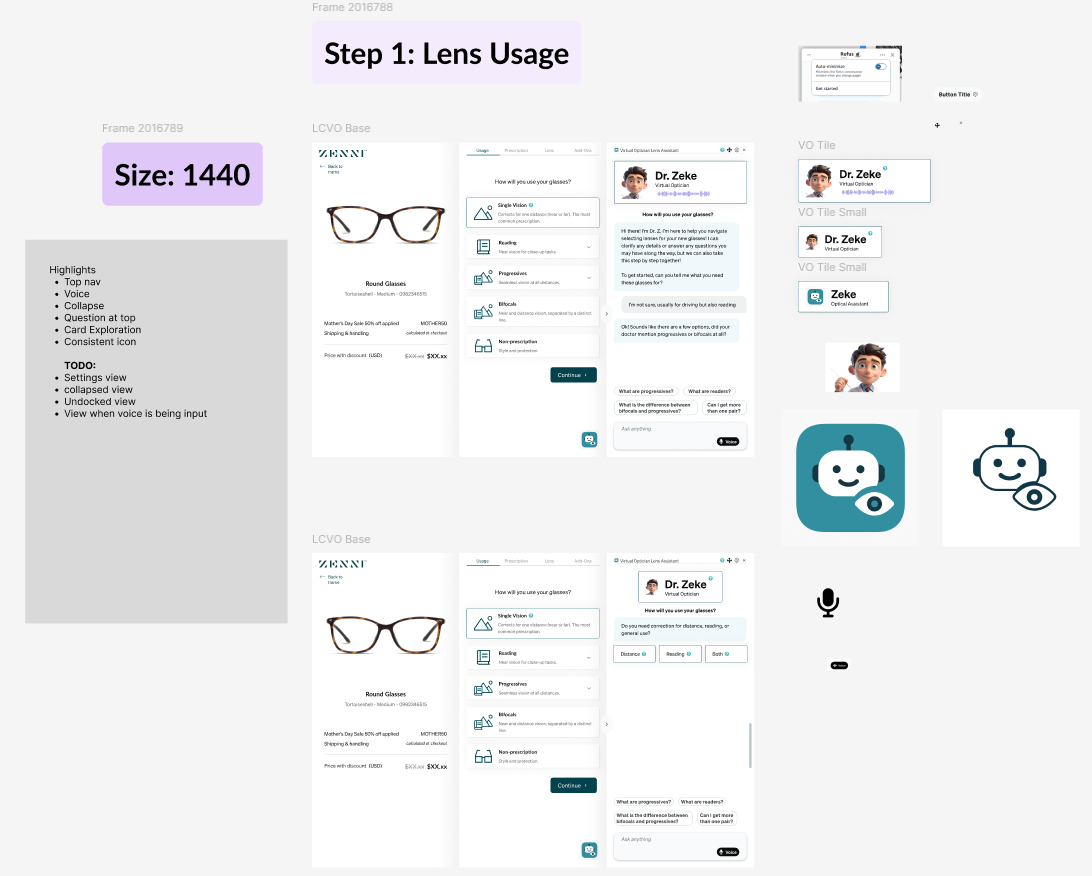 Three-panel virtual optician exploration