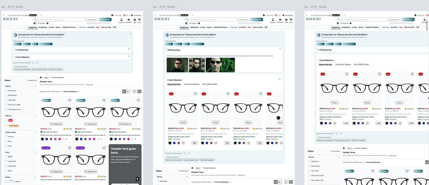 Earlier AI Search results page iterations
