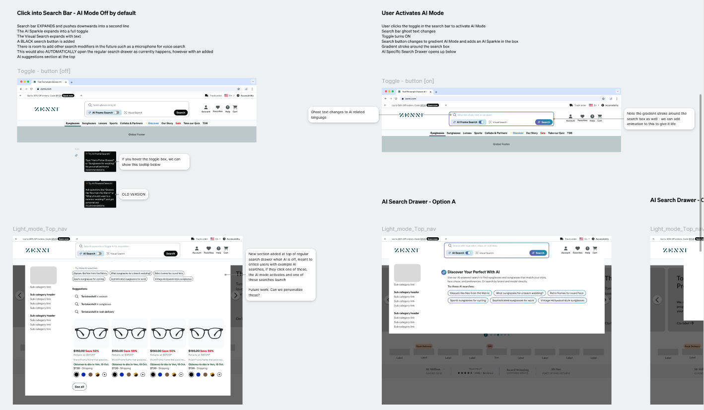 Homepage AI Search entry explorations